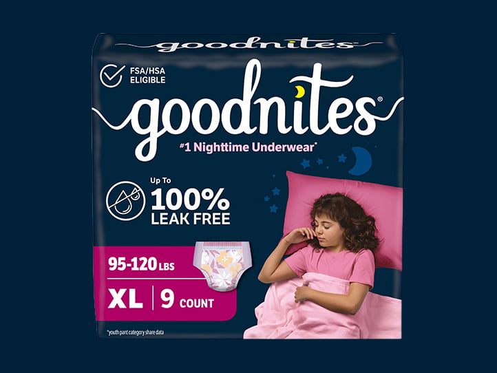 Goodnites® Nighttime Underwear for Girls, Floral Design, Extra Large Size, #1 Nighttime Underwear*  *Youth Pant Category Share Data