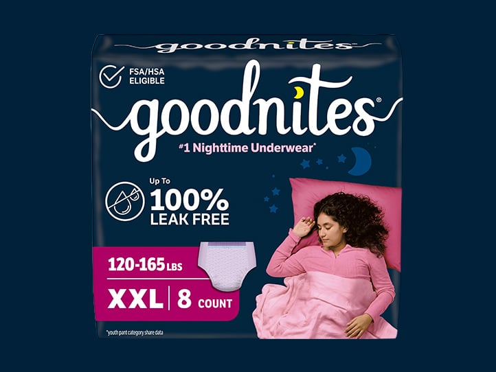 Goodnites® Nighttime Underwear for Girls, Pattern Design, Extra Extra Large Size, #1 Nighttime Underwear*   *Youth Pant Category Share Data
