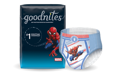 Ropa Interior Nocturna Goodnites® para Niños y Diseño de Spider-Man