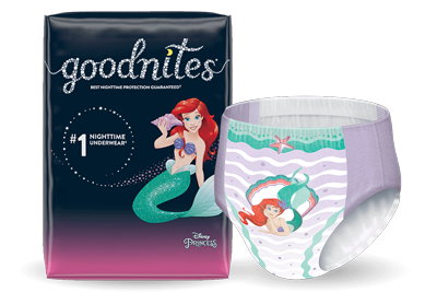 Girls Goodnites® NightTime Underwear and Ariel Pattern